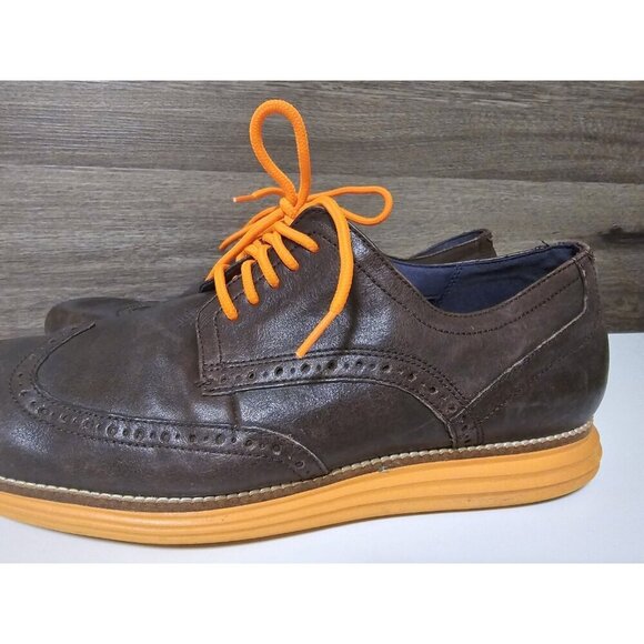 Cole Haan Mens Size 11.5 Original Grand Wingtip Oxford Java-Tumeric Brown Orange - Picture 7 of 7